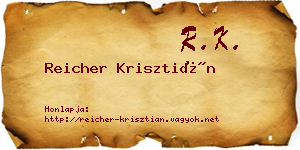 Reicher Krisztián névjegykártya