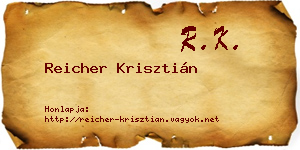 Reicher Krisztián névjegykártya